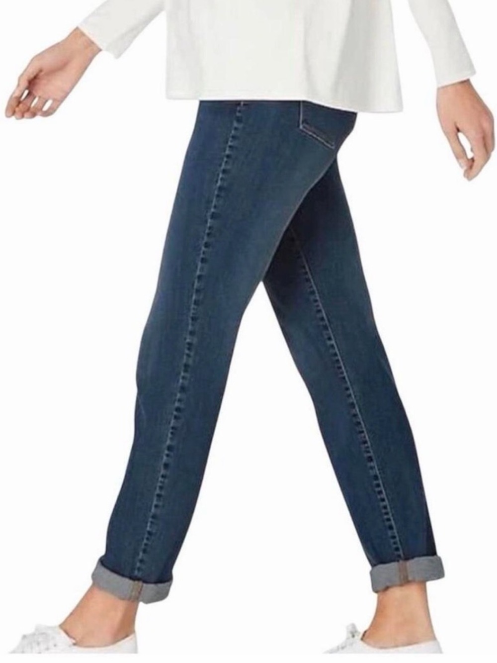 J. Jill Indigo Boyfriend Jeans with Rolled Cuffs - Picture 2 of 8
